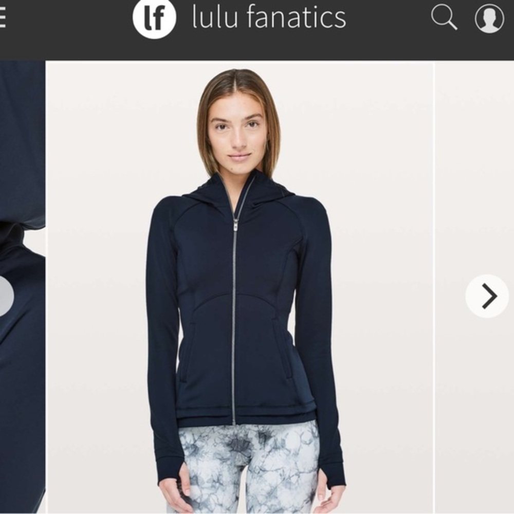 Lululemon Stopover Full Zip Jacket Sz 8 True Navy Blue Slim Fit Hip Length 921